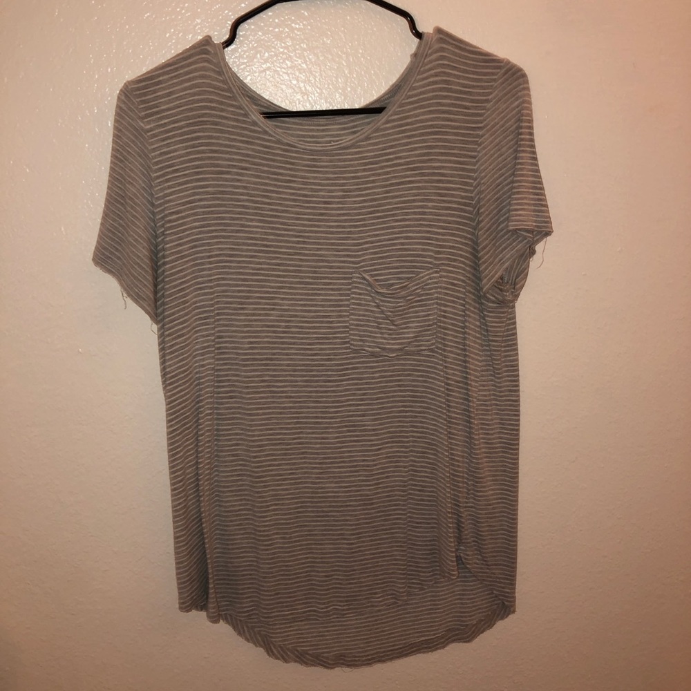 Gray and white striped tee